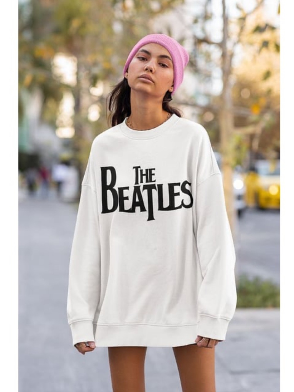 The Beatles White Graphic Sweatshirt Gildan Unisex Crewneck size M